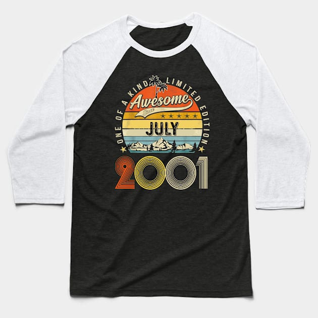 Awesome Since July 2001 Vintage 22nd Birthday Baseball T-Shirt by Mhoon 